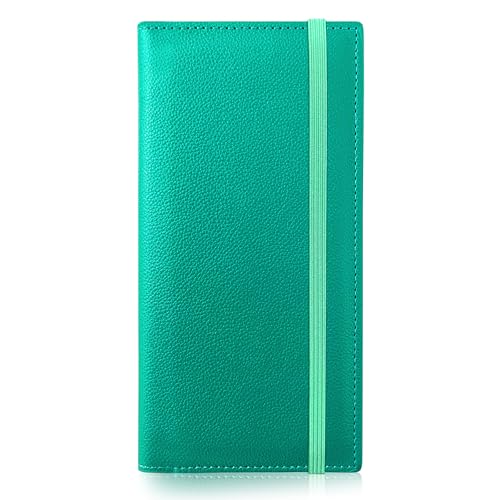 LLi Cufite Scheckbuchhülle aus Leder für obere und seitliche Abreißregister, doppelte Schecks mit Kunststoffeinsatz, Stifthalter, schlanke Brieftasche, Kartenhalter für Männer und Frauen, Blaugrün mit LLi Cufite Scheckbuchhülle aus Leder für obere und seitliche Abreißregister, doppelte Schecks mit Kunststoffeinsatz, Stifthalter, schlanke Brieftasche, Kartenhalter für Männer und Frauen, Blaugrün mit von LLi Cufite