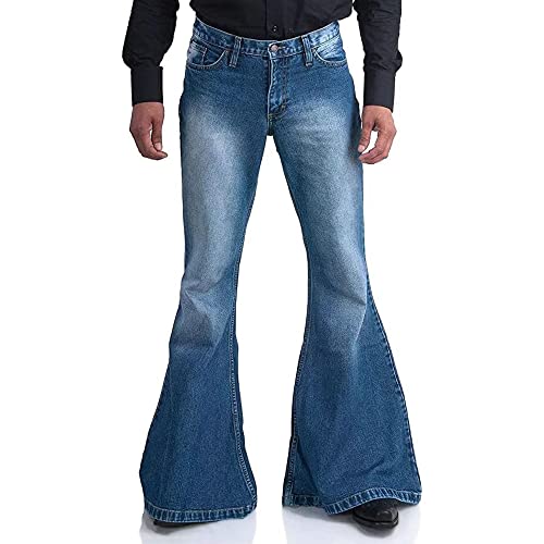 Herren Disco Casual Jeans Classic Vintage Retro Stretch Bell Flared 60er 70er Jahre Retro Leg Bell Denim Jeans Mid Rise Bottom, dunkelblau, Mittel Herren Disco Casual Jeans Classic Vintage Retro Stretch Bell Flared 60er 70er Jahre Retro Leg Bell Denim Jeans Mid Rise Bottom, dunkelblau, Mittel von LMALMA