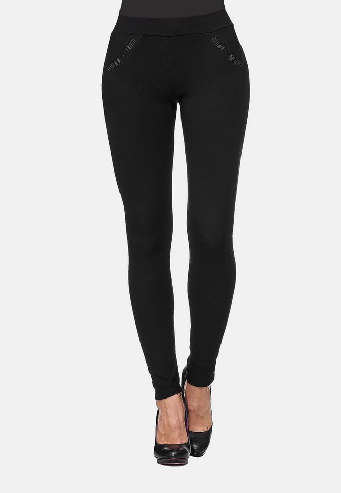 LMC Stoffhose Dehnbare mit eleganten Glitzer Steinen BambooPamts von LMC