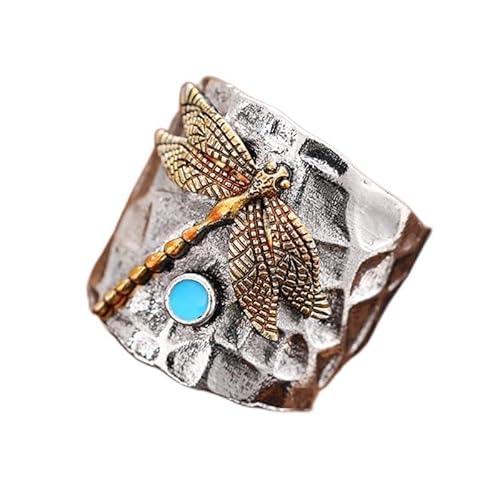 925 Sterling Silber Vintage Gravur Herren und Damen Libelle Tier Ring übertrieben Rundrohr Libelle Klaue Finger Vintage Libelle Hochzeit Jahrestag Statement Band Ring Größe 9 von LMCIEZR