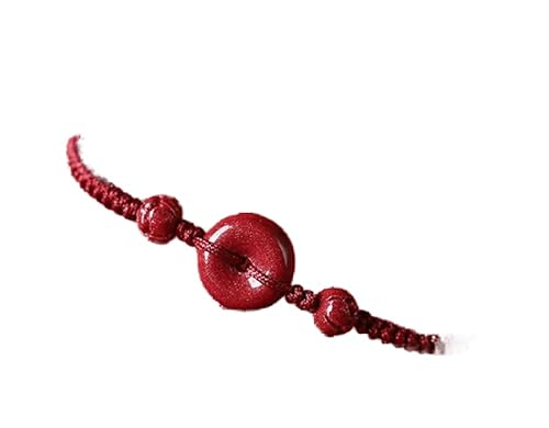 Cinnabar Sicherheitsschnalle, Fußkettchen, handgewebt, rotes Seil, rotes Seil, Armband mit friedlicher Cinnabar-Schnalle zum Schutz, Feng Shui-Armband, verstellbares chinesisches Armband Cinnabar Sicherheitsschnalle, Fußkettchen, handgewebt, rotes Seil, rotes Seil, Armband mit friedlicher Cinnabar-Schnalle zum Schutz, Feng Shui-Armband, verstellbares chinesisches Armband von LMCIEZR