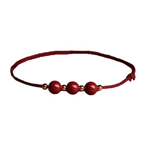 LMCIEZR 1 x Fußkettchen, wasserdicht, geflochtene Zinnoberperlen, Zinnoberperlen, schwarzes geflochtenes Armband, rote Handschnur, verstellbares geflochtenes Kordelarmband und Fußkettchen, Kristall LMCIEZR 1 x Fußkettchen, wasserdicht, geflochtene Zinnoberperlen, Zinnoberperlen, schwarzes geflochtenes Armband, rote Handschnur, verstellbares geflochtenes Kordelarmband und Fußkettchen, Kristall von LMCIEZR