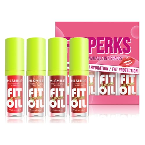 LMDAOO 4 Colors Hydrating Lip Oil, Tinted Plumping Lip Oil Gloss, Smooth Glossy Finish Lip Glow Oil with Big Brush, Long Lasting Non-sticky Transparent Lip Glaze Lip Care Set (SET B) von LMDAOO