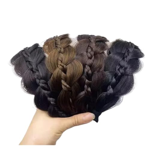 1 stück Perücke Twist Stirnbänder for Frauen Breite Fishbone Zöpfe Haarbänder Handgemachte Retro Kopf Hoop Styling Kopfbedeckungen Zubehör(Dark Brown) von LMDO