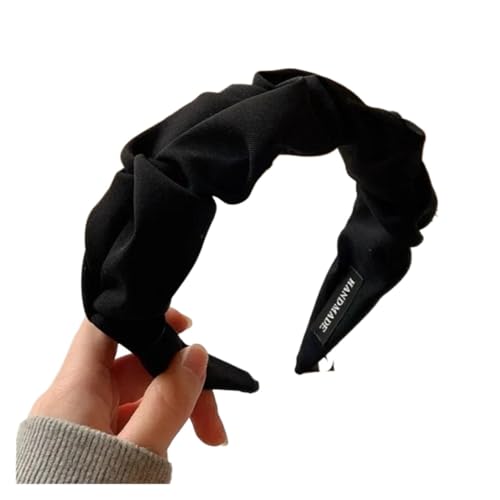 Modische Haarreifen, Haarbänder for Frauen und Mädchen, Blumen, einfarbig, Stirnbänder, Designer, breites Haarband, Haar-Accessoires, Kopfbedeckungen(Black) von LMDO