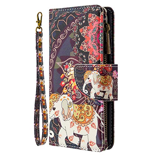 Nadoli Reißverschluss Brieftasche Etui für iPhone 11 Pro 5.8",Bunt 9 Karte Halter Pu Leder Blumen Elefant Entwurf Lanyard Magnetisch Standfunktion Flip Schutzhülle Nadoli Reißverschluss Brieftasche Etui für iPhone 11 Pro 5.8",Bunt 9 Karte Halter Pu Leder Blumen Elefant Entwurf Lanyard Magnetisch Standfunktion Flip Schutzhülle von LMFULM