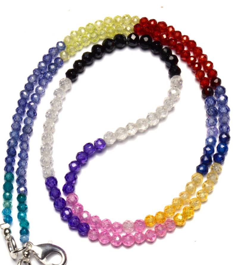Cubic Zirkonia Facettiert Multicolor 3 Bis 4mm Rondelle Perlen Halskette 20 Zoll Full-strand von LMGEMS