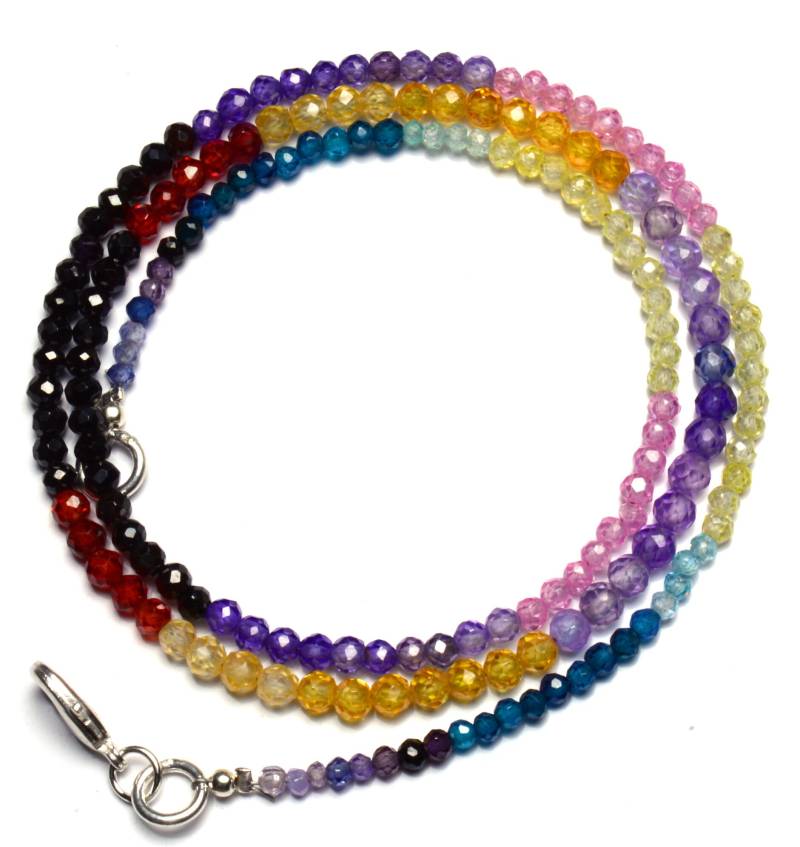 Cubic Zirkonia Facettiert Multicolor 3 Bis 4mm Rondelle Perlen Halskette 20 Zoll Full-strand von LMGEMS