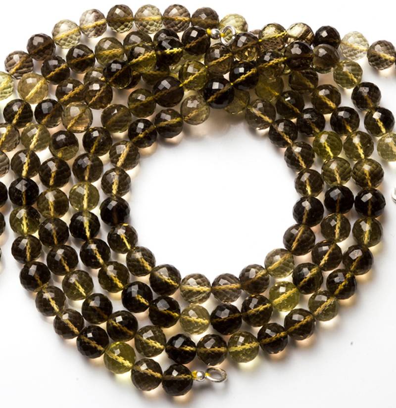 Natürliche Edelstein Bicolor Zitronenquarz 9 Mm Facettierte Runde Kugelform Perlen 17 "Voller Strang Super Qualität von LMGEMS