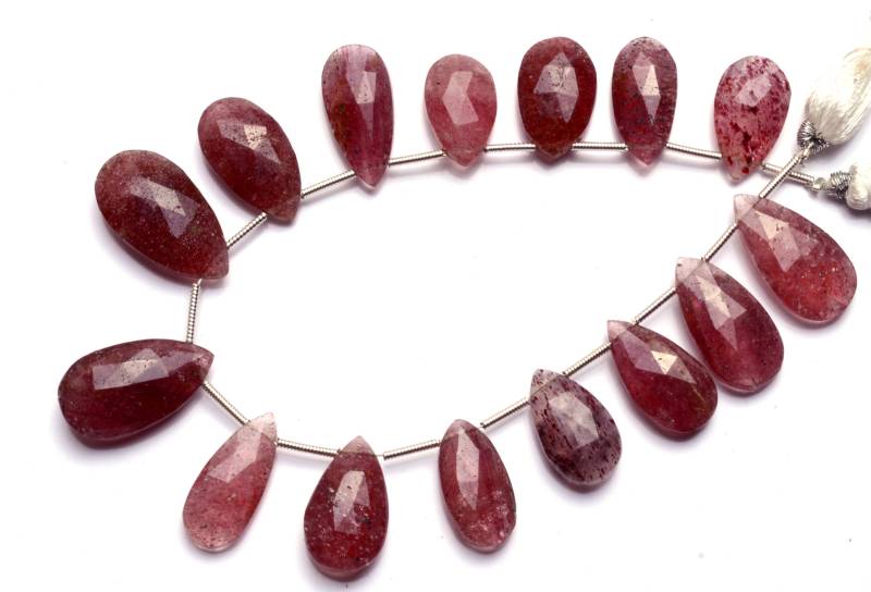 Natürliche Edelstein Erdbeere Farbe Quarz Facettierte 8X18 Bis 11 X 20 Mm Lange Birnenform Brioletten 7, 5-Zoll-Vollstrang Super Fine Qualität Perlen von LMGEMS