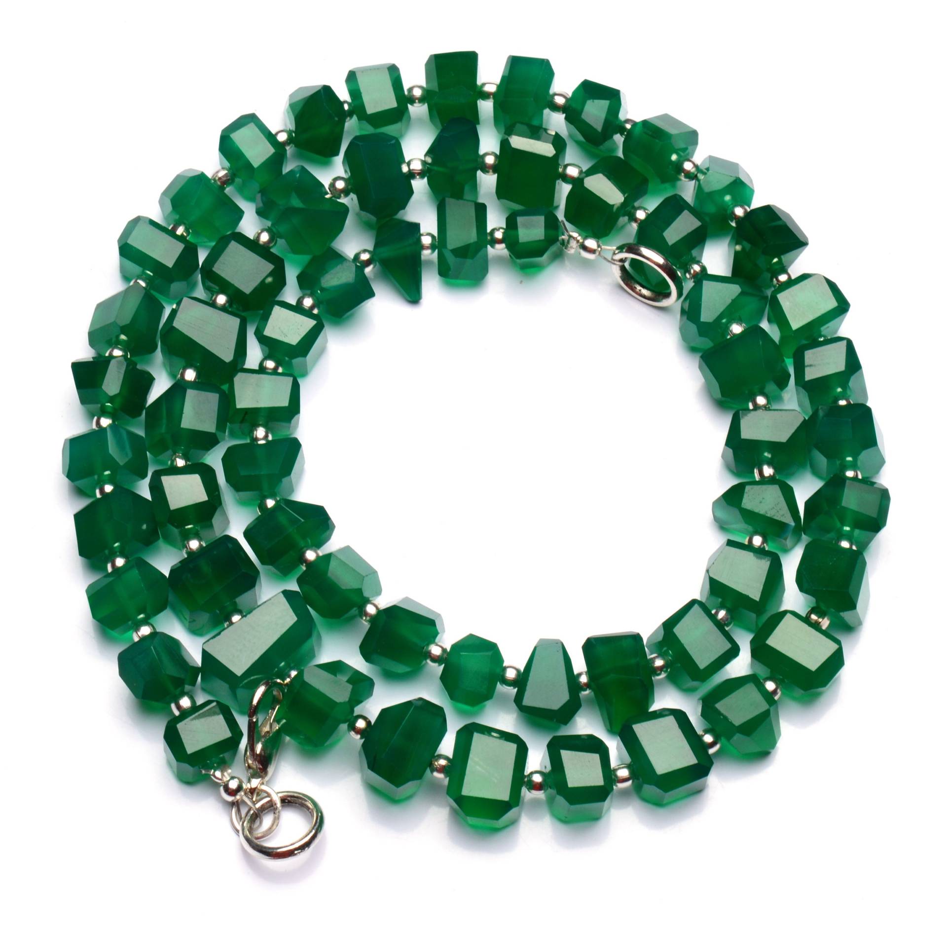 Natürliche Edelstein Grün Onyx Facettierte Nugget Form Perlen, 19 Zoll Vollstrang, 7 Bis 11mm Größe Grüne Perlen Halskette Natürliche Edelstein Grün Onyx Facettierte Nugget Form Perlen, 19 Zoll Vollstrang, 7 Bis 11mm Größe Grüne Perlen Halskette von LMGEMS