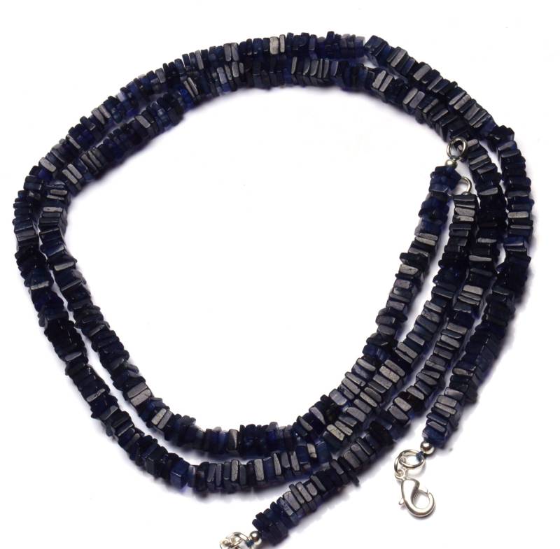 Natürliche Edelstein Iolith Glatte 5 Mm Platz Heishi Perlen 17-Zoll-Vollstrang Fertig Halskette Wasser-Saphir von LMGEMS