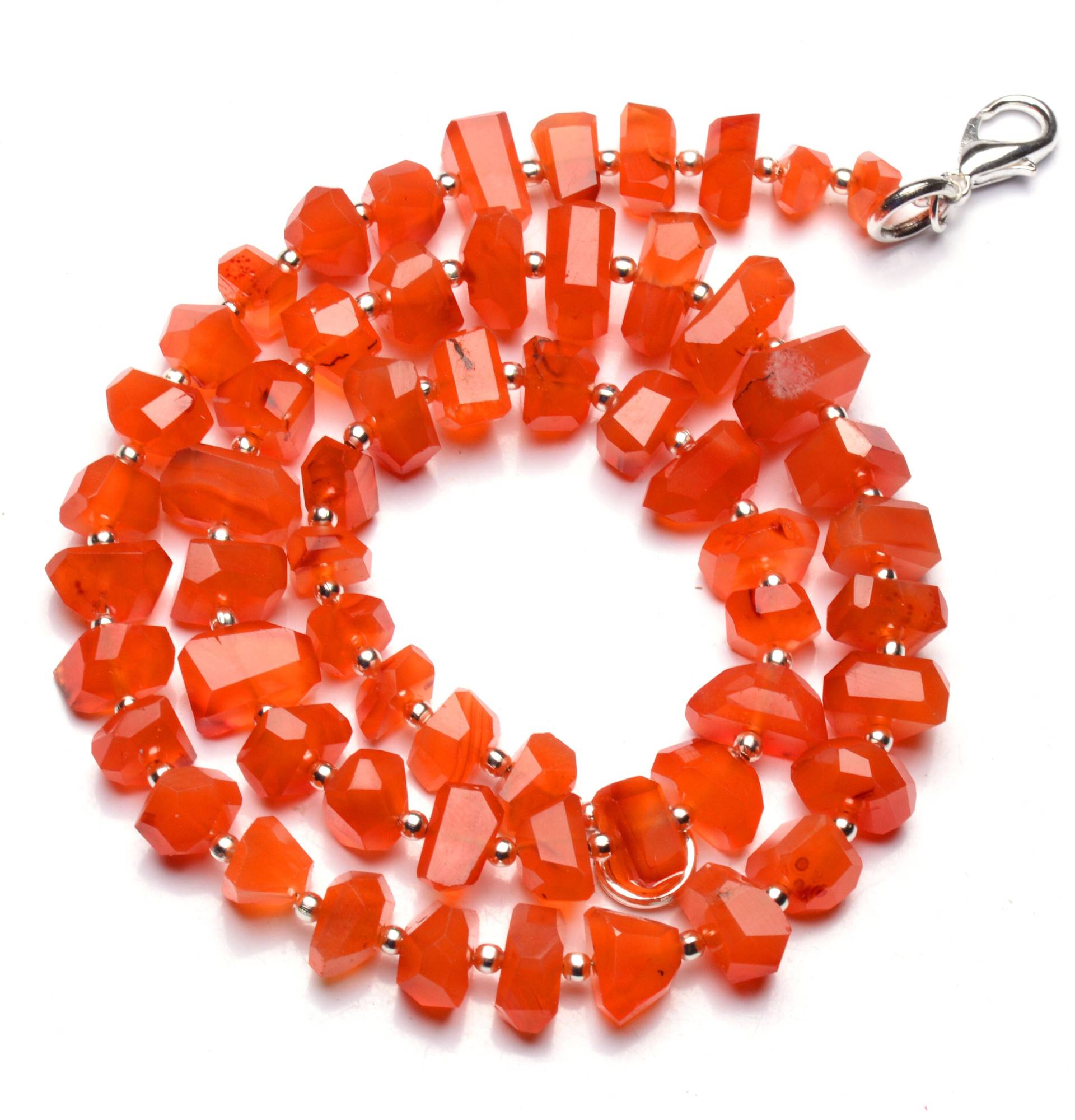 Natürliche Edelstein Karneol Facettierte Perlen Halskette, 7 Bis 12mm Größe Kleine Freeform Nuggets, 17 Zoll Vollstrang Natürliche Edelstein Karneol Facettierte Perlen Halskette, 7 Bis 12mm Größe Kleine Freeform Nuggets, 17 Zoll Vollstrang von LMGEMS