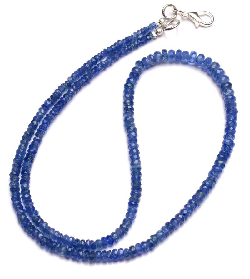 Natürliche Edelstein Myanmar Blue Saphir 3 Bis 5 Mm Größe Facettierte Rondell Perlen Halskette 18 "Vollstrang Sapphire Super Feine Qualität von LMGEMS
