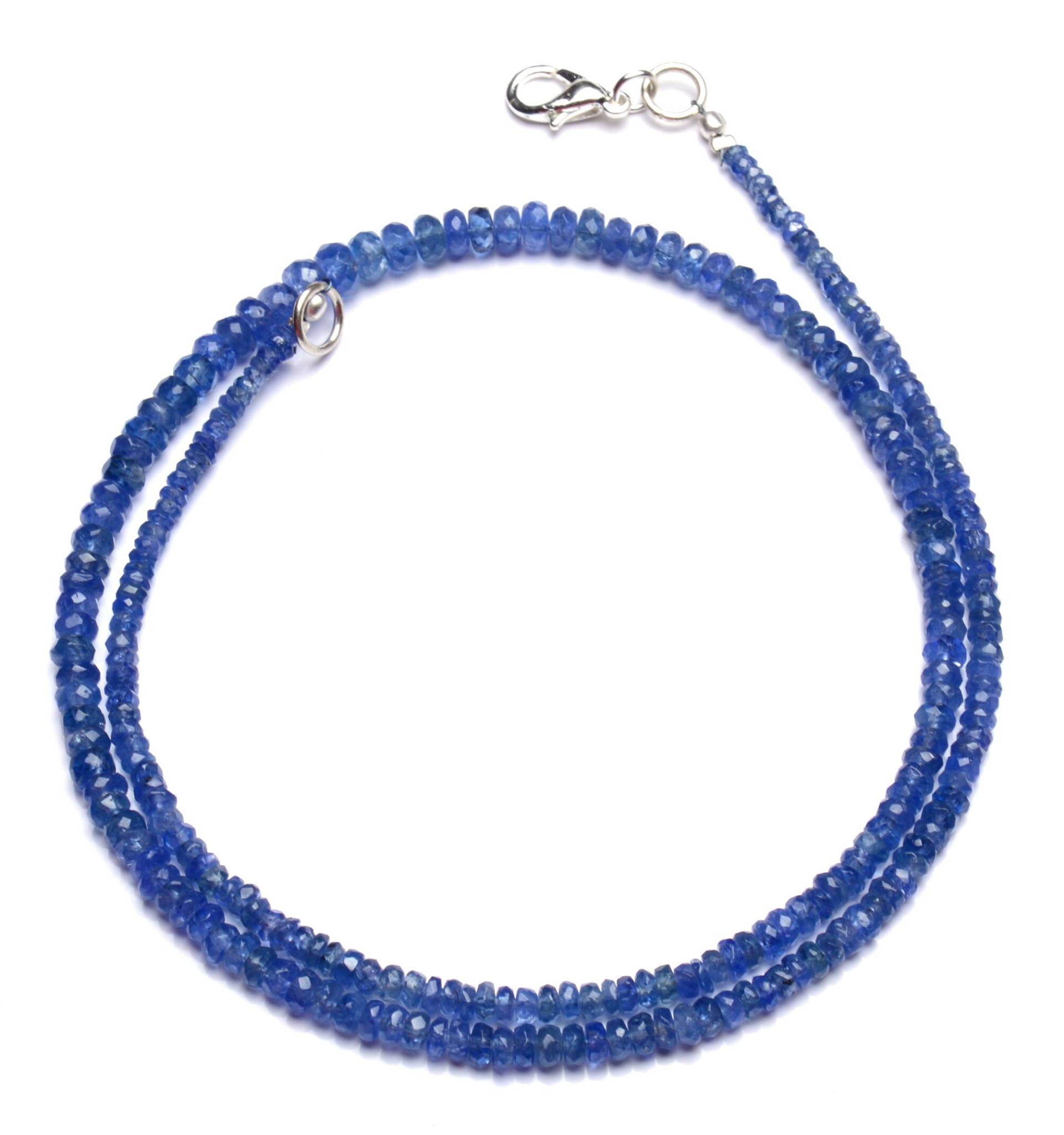 Natürliche Edelstein Myanmar Blue Saphir 3 Bis 5 Mm Größe Facettierte Rondell Perlen Halskette 18 "Vollstrang Sapphire Super Feine Qualität von LMGEMS