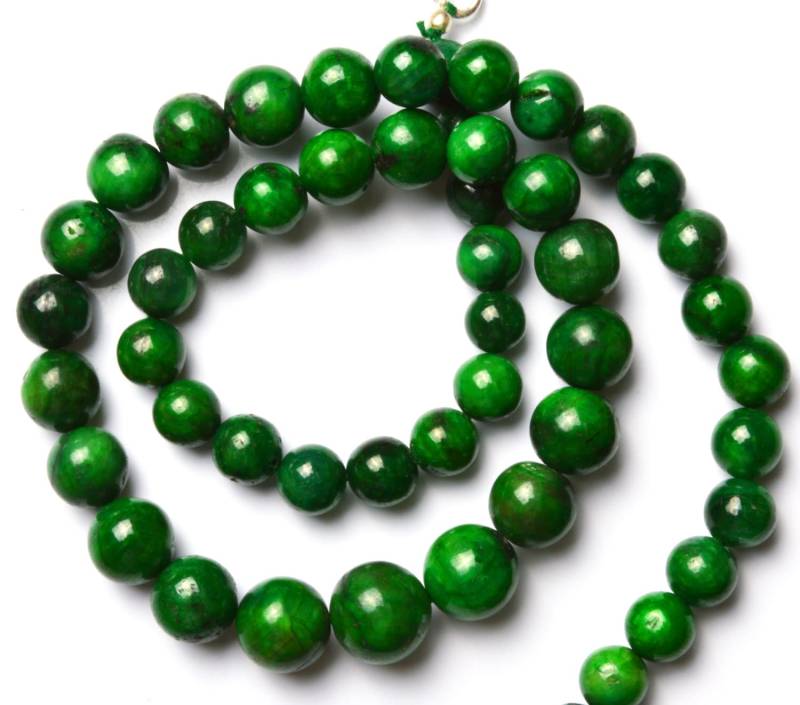 Natürliche Edelstein Smaragd Farbe Corundum Glatte Große 7-10 Mm Runde Perlenkette 17-Zoll-Vollstrang Hand Polierte Kugelperle Dunkelgrün Natürliche Edelstein Smaragd Farbe Corundum Glatte Große 7-10 Mm Runde Perlenkette 17-Zoll-Vollstrang Hand Polierte Kugelperle Dunkelgrün von LMGEMS