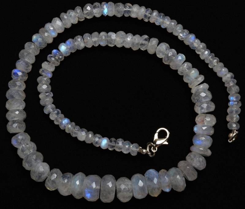 Natürliche Edelstein Weiß Regenbogen Mondstein 6 Bis 12 Mm Facettierte Rondelle Perlen 17-Zoll-Voller Strang Super Blinkendes Blaues Feuer von LMGEMS