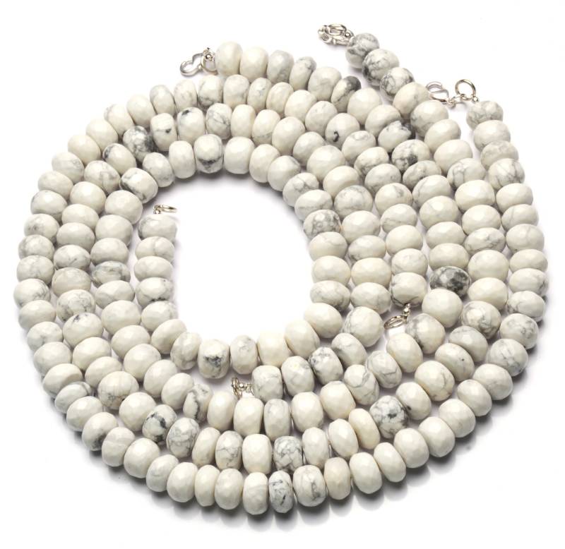 Natürliche Edelstein Weiß Howlite 10 Mm Ungefähre Größe Facettierte Rondelle Halskette 17-Zoll-Voller Strang Komplette von LMGEMS