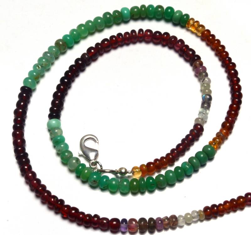 Natürliche Mischung Halb Edelsteine 4 Bis 5 Mm Glatte Rondell Perlen 17 "Vollstrang Fertig Halskette Chrysopras Granat von LMGEMS