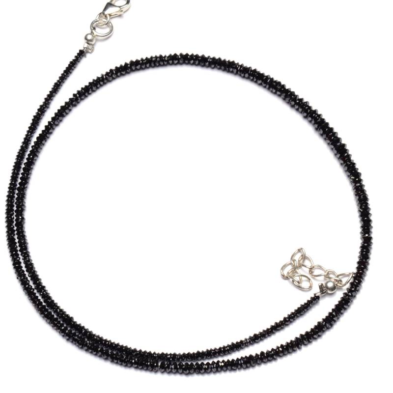 Natürliche Super Qualität Black Diamond Perlen Halskette 16 "Vollstrang 2 Bis 3, 5 Mm Größe Disc Form Facettierte Rondelle Silberverschluss von LMGEMS