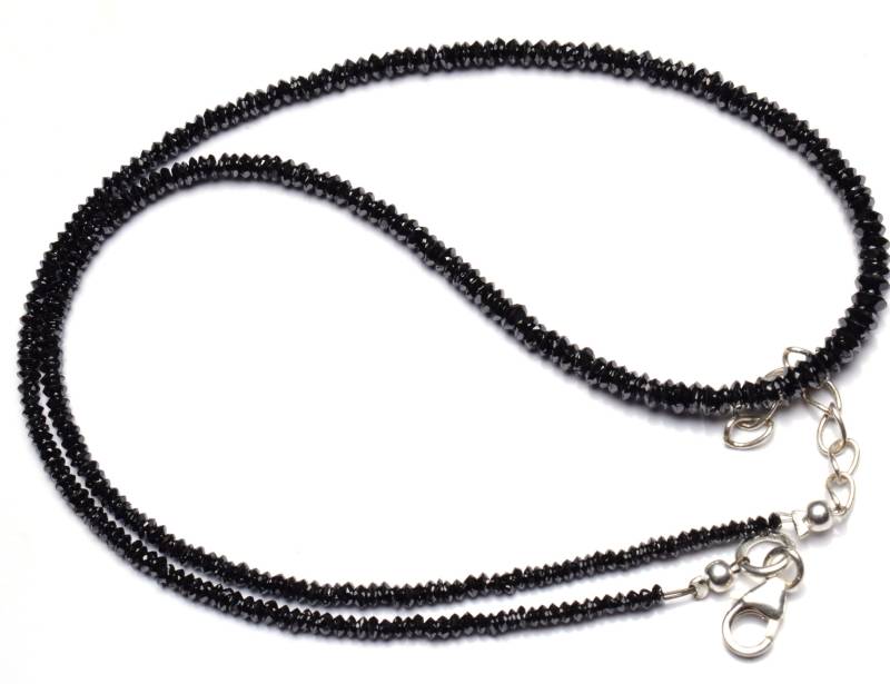Natürliche Super Qualität Black Diamond Perlen Halskette 16 "Vollstrang 2 Bis 3, 5 Mm Größe Disc Form Facettierte Rondelle Silberverschluss von LMGEMS