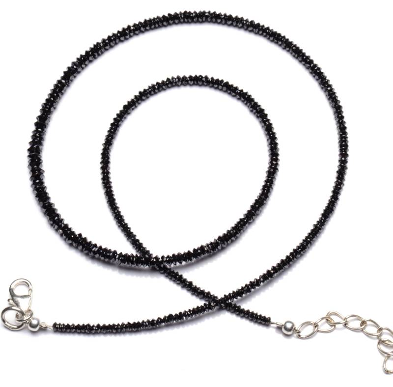 Natürliche Super Qualität Black Diamond Perlen Halskette 16 "Vollstrang 2 Bis 3, 5 Mm Größe Disc Form Facettierte Rondelle Silberverschluss von LMGEMS
