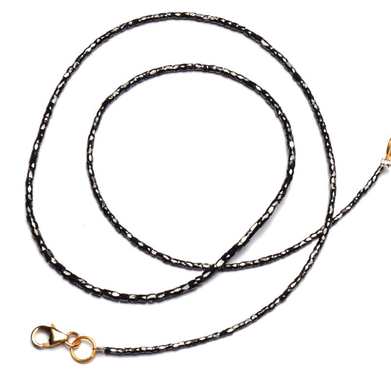 Natürliche Super Qualität Black Diamond Pfeife Form Perlen Halskette 18 "Voll Strang 1, 5 Bis 2 Mm Breit Und 3 Lang Goldverschluss von LMGEMS