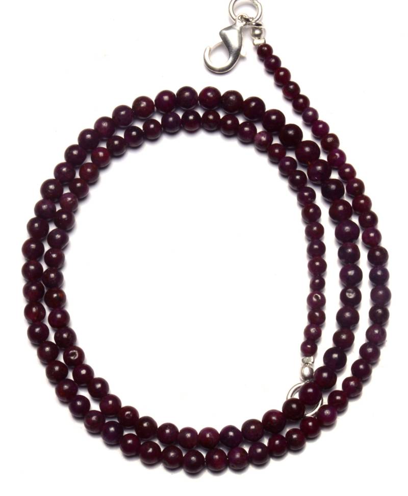 Natürliche Edelstein Rubin Glatt 3 Bis 4, 5 Mm Größe Runde Perlen 17-Zoll-Vollstrang Feine Qualität Naturperlen Komplette Halskette von LMGEMS