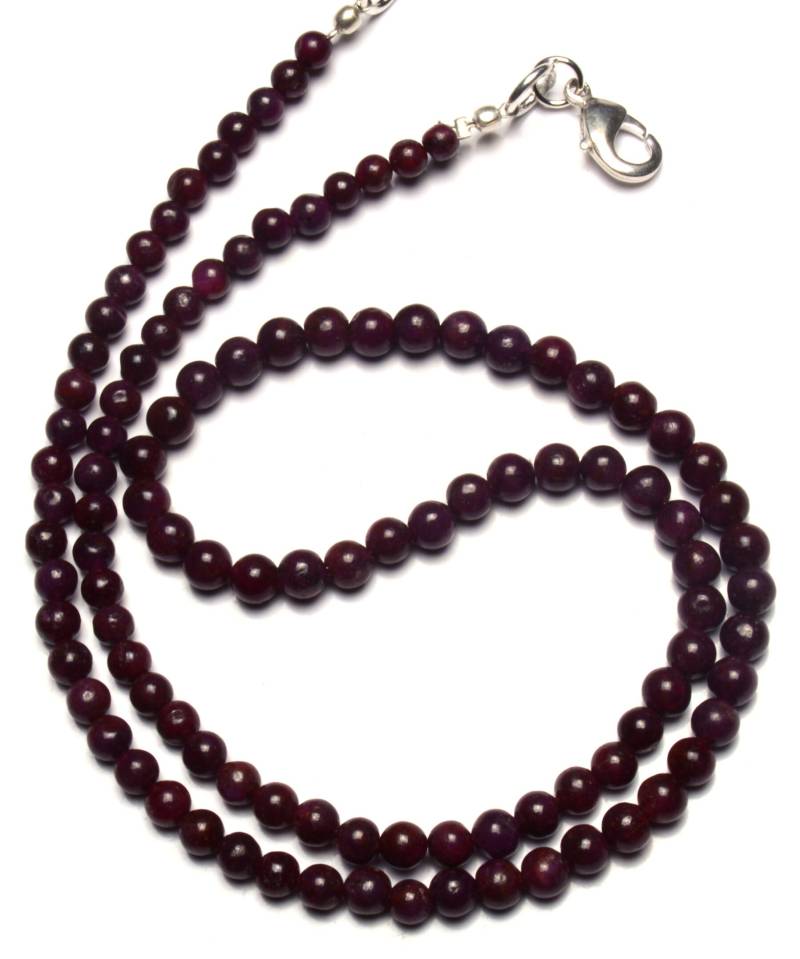 Natürliche Edelstein Rubin Glatt 3 Bis 4, 5 Mm Größe Runde Perlen 17-Zoll-Vollstrang Feine Qualität Naturperlen Komplette Halskette von LMGEMS