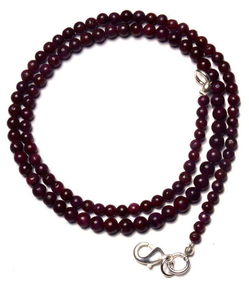 Natürliche Edelstein Rubin Glatt 3 Bis 4, 5 Mm Größe Runde Perlen 17-Zoll-Vollstrang Feine Qualität Naturperlen Komplette Halskette von LMGEMS