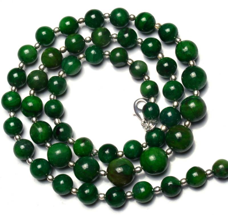 Natürliche Edelstein Smaragd Glatte 7 Bis 10 Mm Runde Perlen-Halskette 22, 5 Zoll Full Strang Hand Polierte Kugelform Perlen von LMGEMS