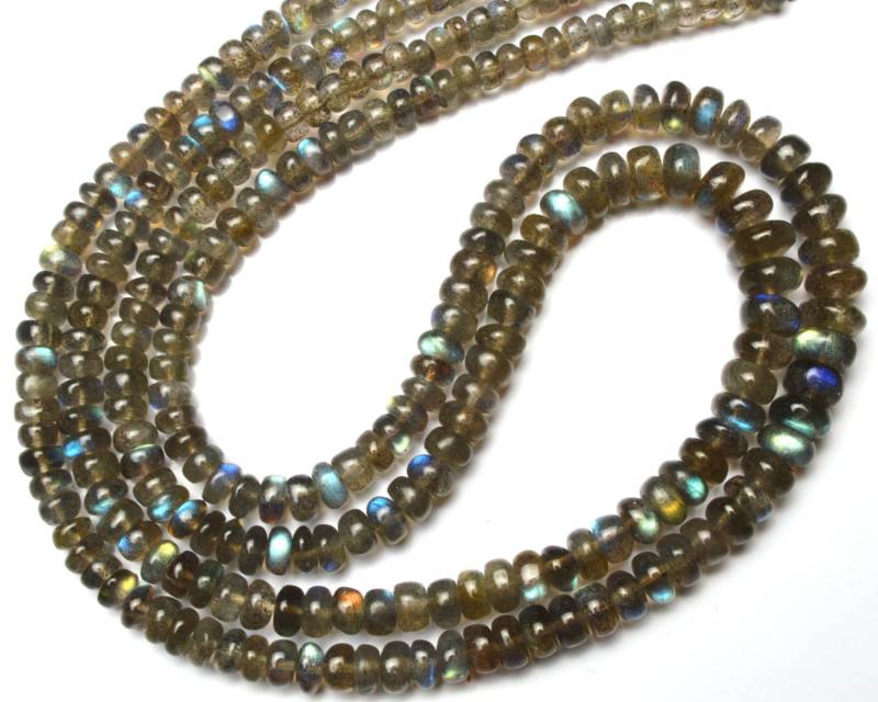 Natürlicher Edelstein Flashing Blue Fire Labradorit 4 Bis 7 Mm Glatte Rondelle Perlen 16 "Voller Strang Super Qualität Starke Blaue Blitz Fertige von LMGEMS