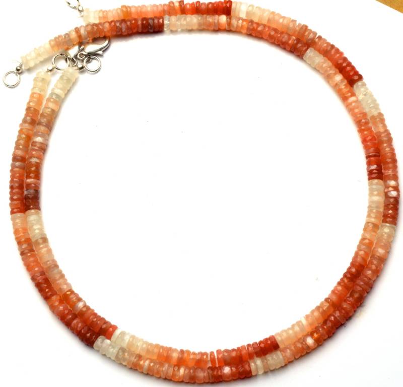 Natürliche Edelstein Mondstein 6 Mm Facettierte Rondelle Heishi Perlen 16-Zoll-Vollstrang Super Feine Qualität Multi Pfirsich Farbe von LMGEMS