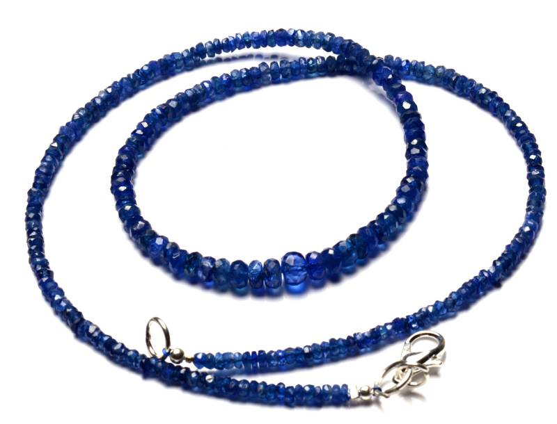 Natürliche Edelstein Myanmar Blaue Saphir 2, 5 Bis 5, 5 Mm Größe Facettierte Rondell Perlen Halskette 16, 5 "Vollstrang Sapphire Super Feine von LMGEMS