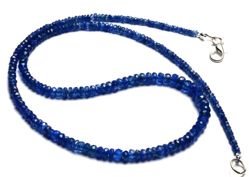 Natürlicher Edelstein Myanmar Blauer Saphir 2, 5 Bis 5, 5 Mm Größe Facettierte Rondell Perlen Halskette 17 "Vollstrang Sapphire Superfeine Qualität von LMGEMS