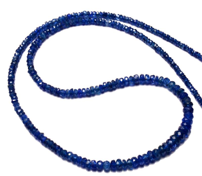 Natürliche Edelstein Myanmar Blaue Saphir 2, 5 Bis 5 Mm Größe Facettierte Rondell Perlen Halskette 16, 5 "Vollstrang Sapphire Super Feine Qualität von LMGEMS