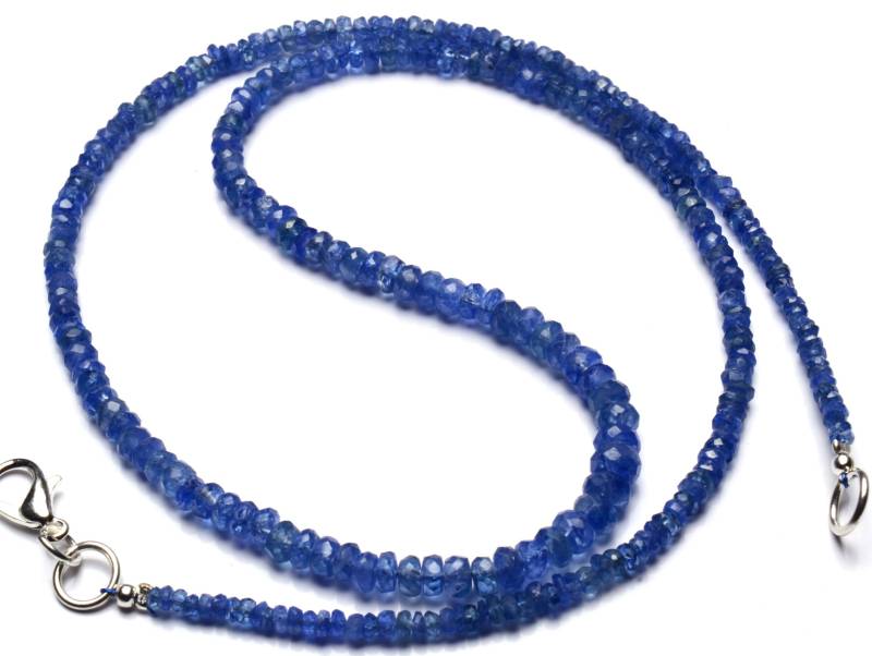 Natürlicher Edelstein Myanmar Blauer Saphir 3 Bis 5 Mm Größe Facettierte Rondell Perlen Halskette 17, 5 "Vollstrang Sapphire Superfeine Qualität." von LMGEMS