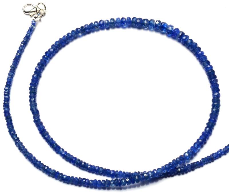 Natürlicher Edelstein Myanmar Blauer Saphir 3 Bis 5 Mm Größe Facettierte Rondell Perlen Halskette 17, 5 "Vollstrang Sapphire Superfeine Qualität." von LMGEMS