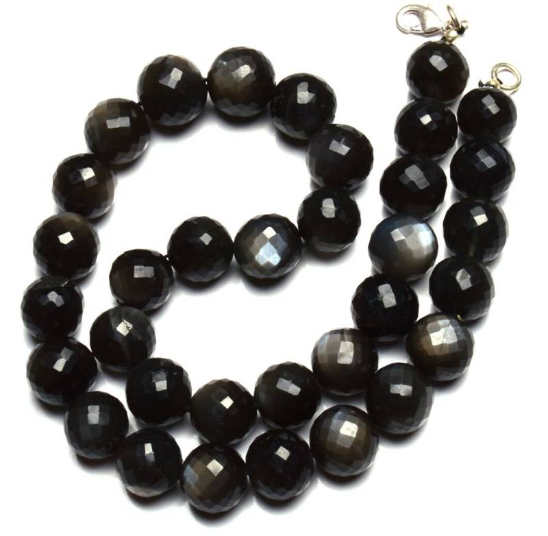 Naturstein Schokolade Braun Mondstein 12 Bis 13mm Facettierte Runde Perlen 17-Zoll-Full-strand Super Feine Qualität Perlenkette Fertigen von LMGEMS