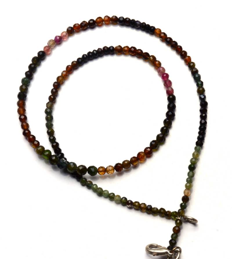 Natürliche Edelstein Super Qualität Multi Color Turmalin 3 Bis 4, 5 Mm Ca. Facettierte Runde Kugel-Form-Perlen-Halskette Beads 17-Zoll von LMGEMS