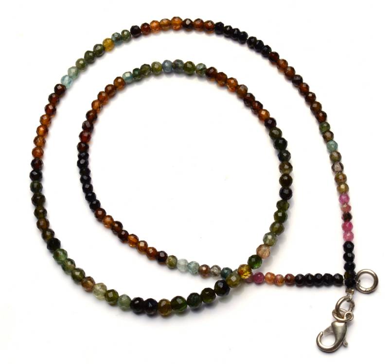 Naturstein Super Qualität Multi Turmalin 3 Bis 4mm Ca. Facettierte Runde Kugel Form Perle Halskette Farbe Perlen 18 Zoll von LMGEMS