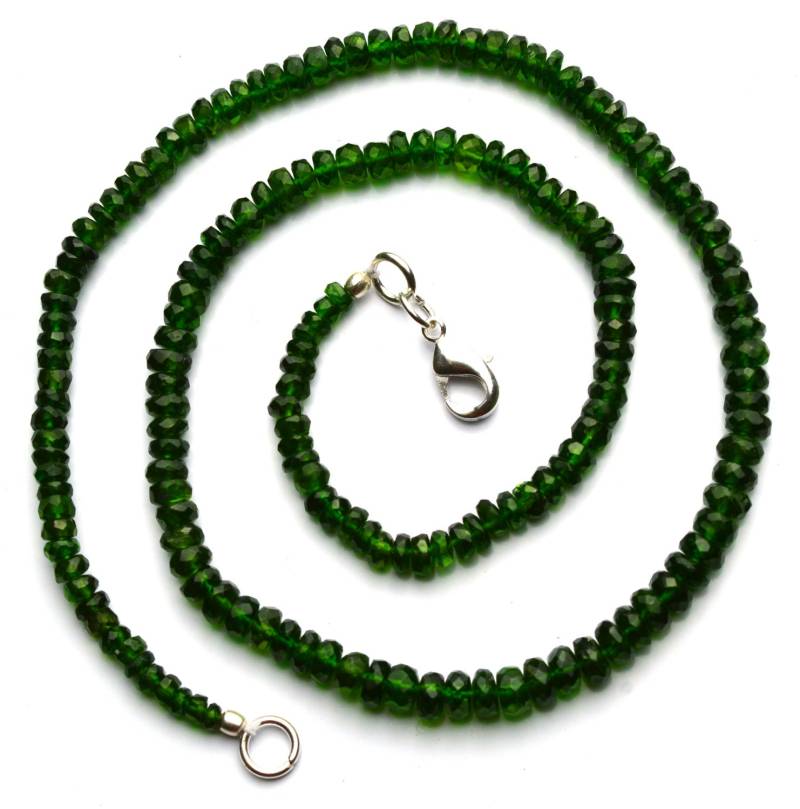 Seltene Natürliche Chrom Diopsid Edelstein Halskette | Facettierte Rondelle 17-Zoll-Voller Strang 3 Bis 5 Mm Große Perlen von LMGEMS