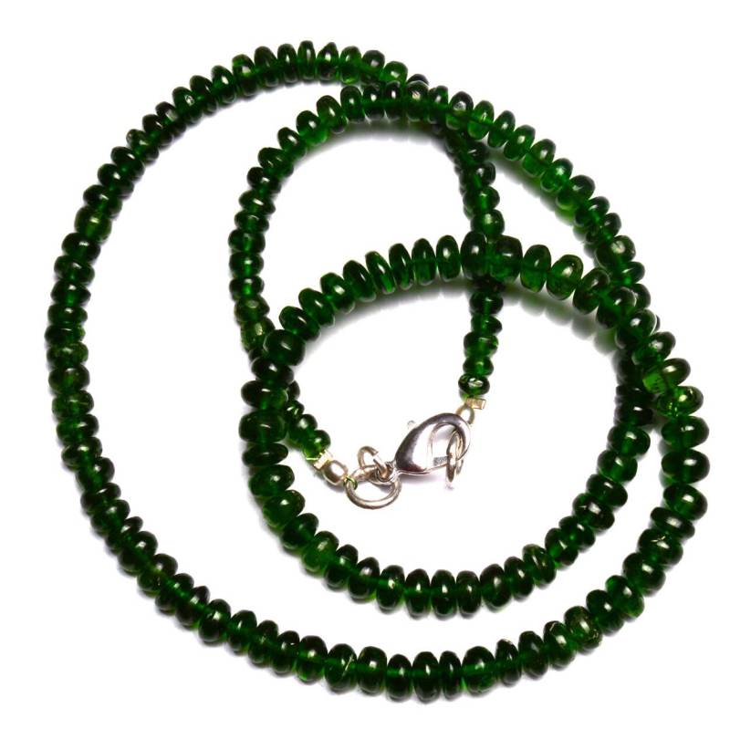 Super Seltene Natürliche Chromdiopsid Glatte Rondell Perlen 18 "Voller Strang 4 Bis 6 Mm Größe Rondelle Halskette Seltener Edelstein Aus Russland von LMGEMS