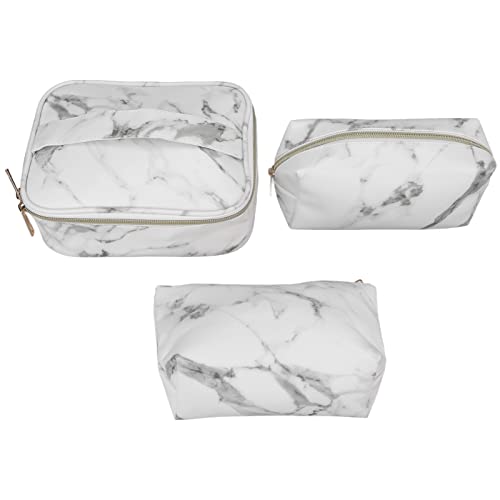 3PCS Women Cosmetic Bag Marmor Print Make -up -Koffer Handtasche für tägliche Kosmetikbürstensätze von LMHHMIN