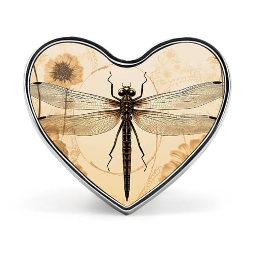 Brosche, Anstecknadel, Herz-Anstecknadel, Damen, Brosche für Hut, Tasche, Anzug, Krawatte, Hochzeit, Geburtstag, Libelle auf Sonnenblume, bedruckt, Valentinstagsanstecknadel, Love form, Aluminium von LMHLDSC