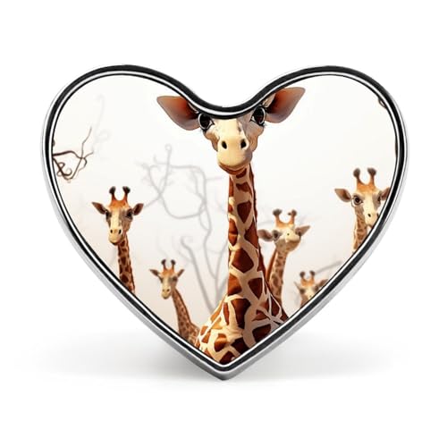 Brosche, Anstecknadel, Herz-Anstecknadel, Damen, Brosche für Hut, Tasche, Anzug, Krawatte, Hochzeit, Geburtstag, niedlich, Cartoon, lustige Giraffen, bedruckt, Valentinstagsanstecknadel, Love form von LMHLDSC