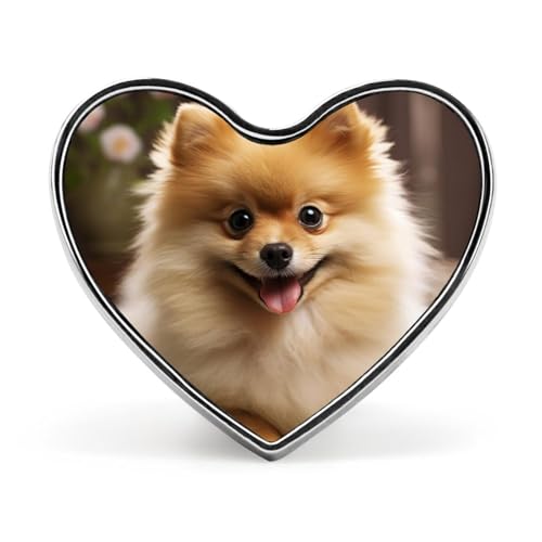 Brosche, Anstecknadel, Herz-Anstecknadel, Damen, Brosche für Hut, Tasche, Anzug, Krawatte, Hochzeit, Geburtstag, niedlicher Golden Retriever, Welpe, bedruckt, Valentinstagsanstecknadel, Love form von LMHLDSC