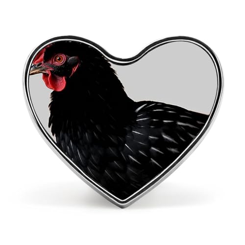 Brosche, Anstecknadel, Herz-Anstecknadel, Damen, Brosche für Hut, Tasche, Anzug, Krawatte, Hochzeit, Geburtstag, schwarzes Huhn, bedruckt, Valentinstagsanstecknadel, Love form, Aluminium von LMHLDSC