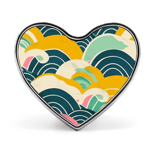 Brosche, Anstecknadel, Herz-Anstecknadel, Damen-Brosche für Hut, Tasche, Anzug, Krawatte, Hochzeit, Geburtstag, bunt gestreift, bedruckt, Valentinstagsnadel, Love form, Aluminium, Aluminiumlegierung von LMHLDSC