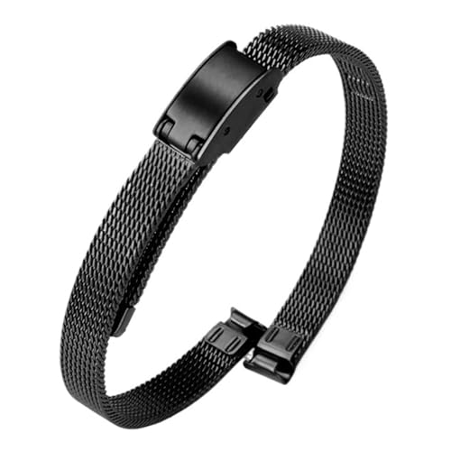 6 mm 8 mm 10 mm Metall-Uhrenkette for Damen, kleines Edelstahl-Armband, gewebtes Mesh-Armband(Black,14mm) von LMINGZE